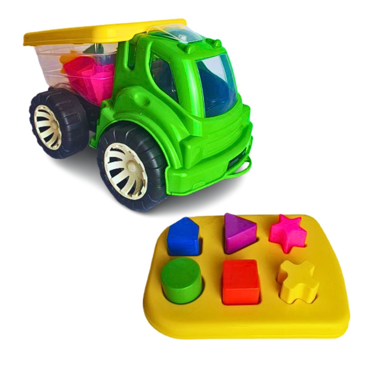 Brinquedo Caminhão Didático Verde - Smiling Kids Brinquedo Caminhão Didático Verde - Smiling Kids